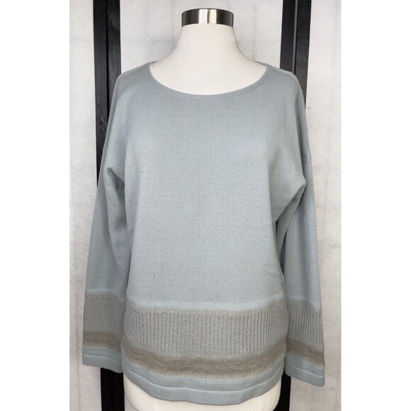 Lafayette 148 Cozy Wool Flannel Two-Tone Ribbed Hem Sweater. Size:  M - Picture 2 of 8